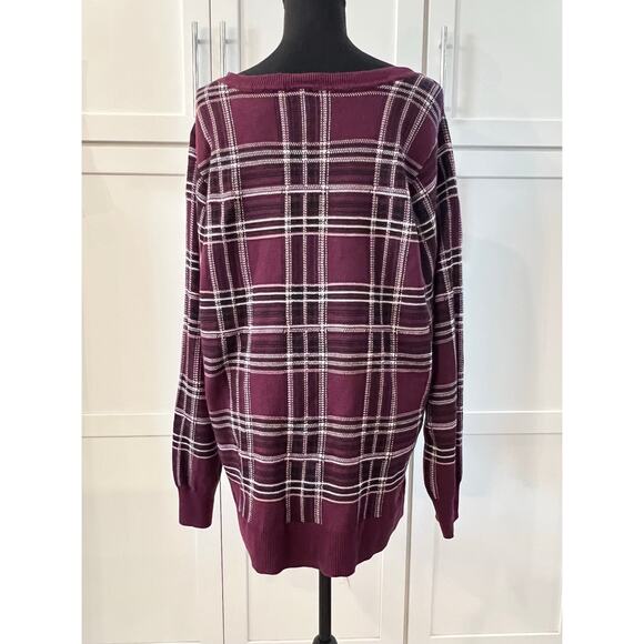 TORRID Long Sleeve Red Plaid Sweater Women's Plus Size 3 Crew Neck Plaid EUC 3X - Picture 8 of 8